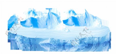 蓝色冰川山峰png元素