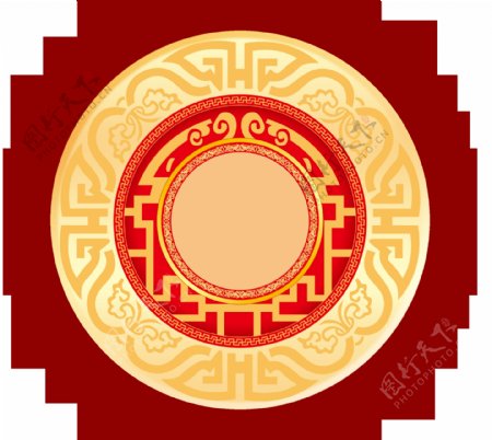 中国风圆形圆环透明装饰素材