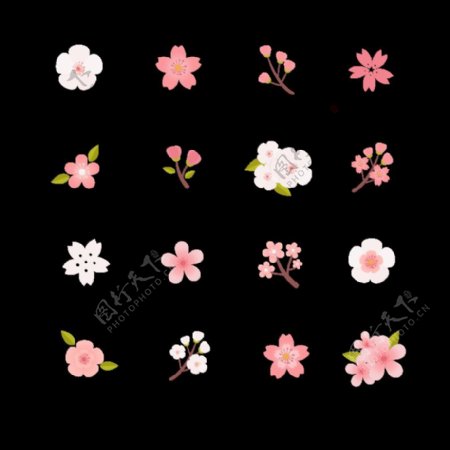 清新风格粉色樱花装饰元素