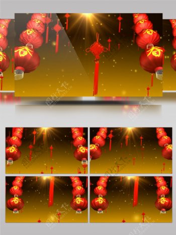 粒子光效灯笼中国结新年背景视频