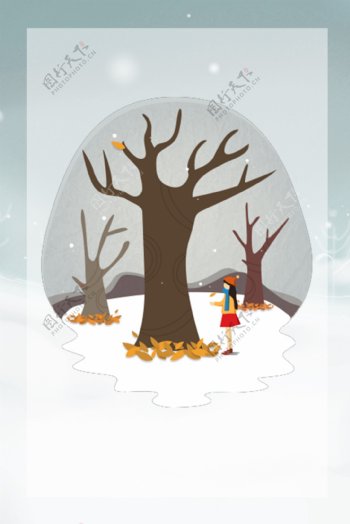 冬季树枝雪地海报背景设计