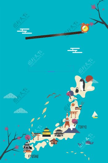 简约日本旅游海报背景设计模板