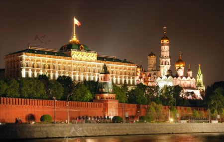 欧洲城堡建筑夜景