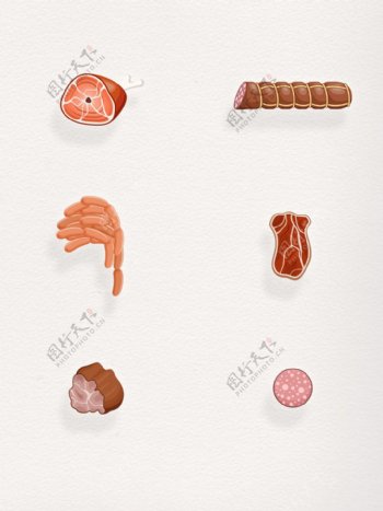 中国传统美味漫画腊味食品设计元素装饰图案