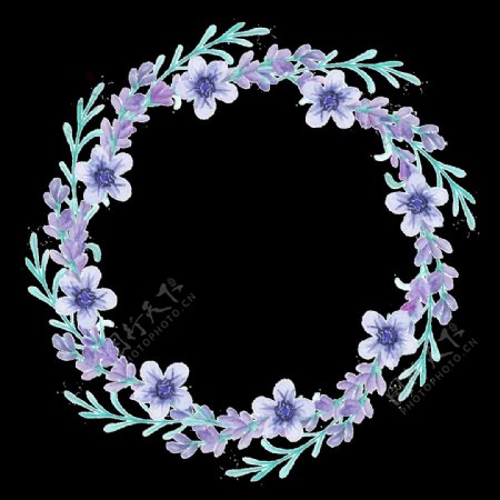 晶紫花圈透明装饰素材