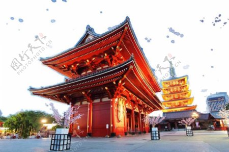 简约城市景色日本旅游装饰元素