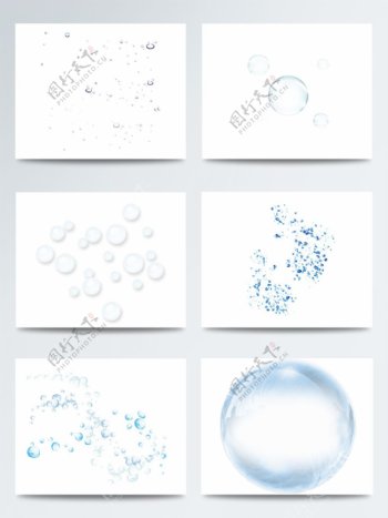 水珠和气泡结合元素蓝色透明PSD