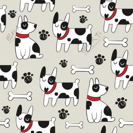 黑白斑点狗卡通图案