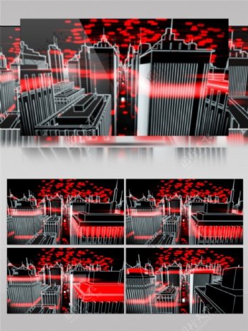 红色光环城市动态视频素材