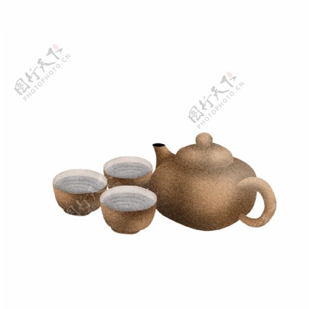 手绘茶杯和茶壶设计可商用元素