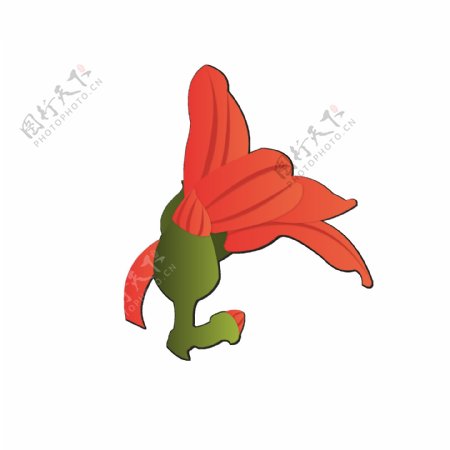 手繪木棉花元素之卡通紅色植物花
