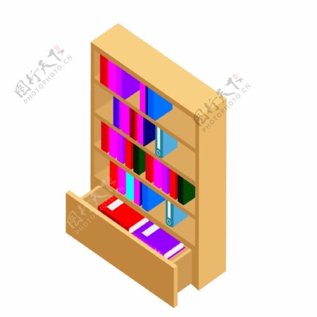 2.5D复合式书柜书架家具元素合集