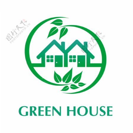 2018绿色house形状logo模板