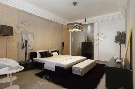 现代风格卧室空间效果图模型