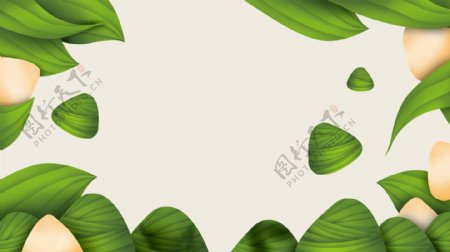 手绘绿色端午节粽子背景
