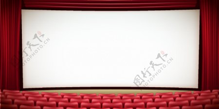 简约红幕白色背景舞台广告背景素材