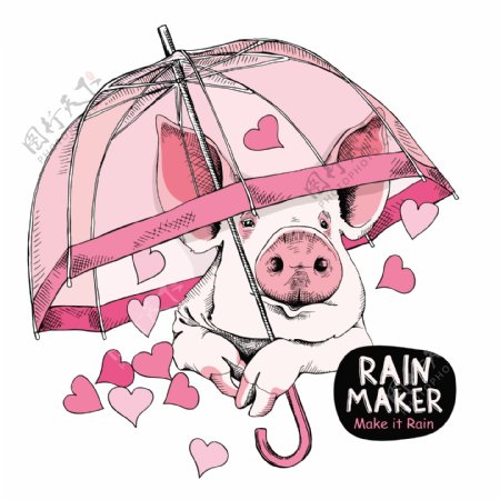 粉红小猪打伞