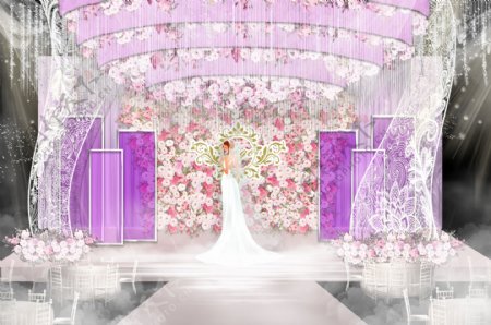 紫色繁花浪漫婚礼效果图