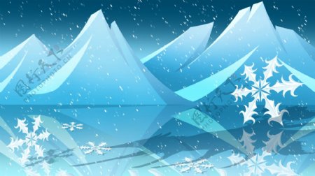 冬日山上雪景插画背景设计