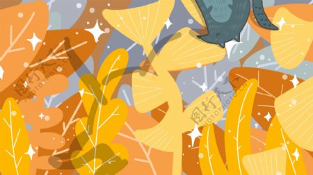 秋意浓树叶彩绘背景设计