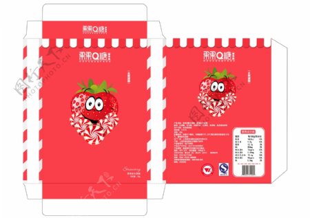 草莓味正方形包装盒设计展开图