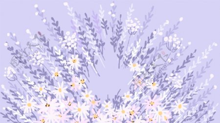 紫色花束白色雏菊紫色卡通背景