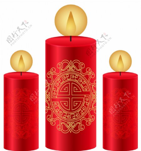 红色蜡烛装饰png元素