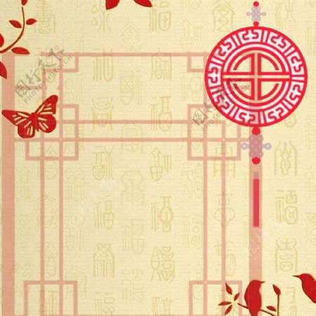 中国画剪纸红色喜庆窗花背景图