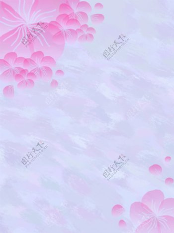紫粉色小清新花朵七夕原创背景