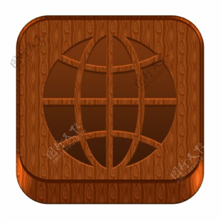 木质材质网络浏览器图标