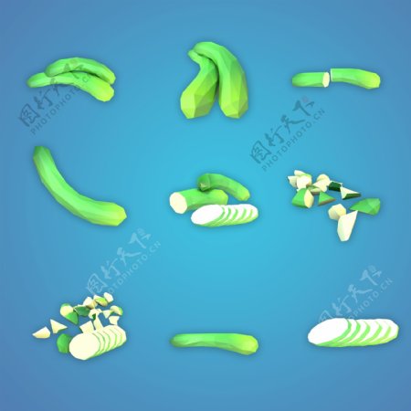 黄瓜3D立体卡通黄瓜元素图标卡通糖果色