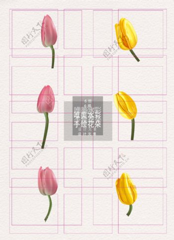 花朵粉色黄色郁金香ai矢量素材