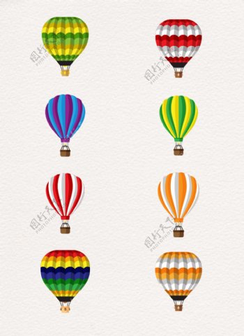 8款卡通热气球设计矢量图