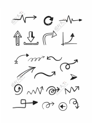 手绘箭头标记图案标志方向符号