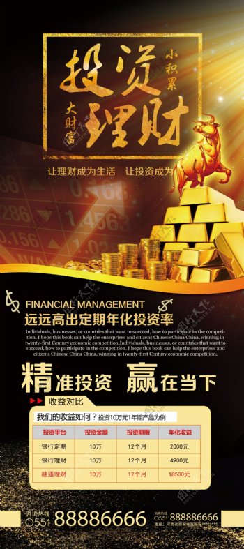 金融投资理财展架图片海报下载