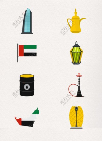 阿联酋国国家元素卡通设计