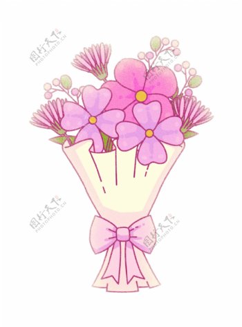 杂色可爱卡通花朵花卉花束彩色设计元素图案