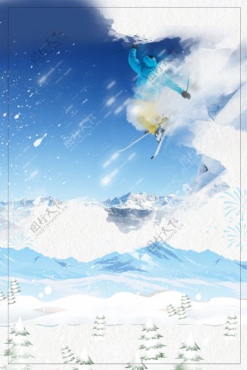 激情冬季滑雪比赛背景设计