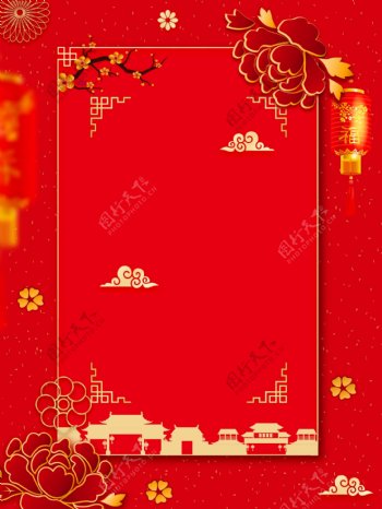 中国风喜庆猪年新春背景设计