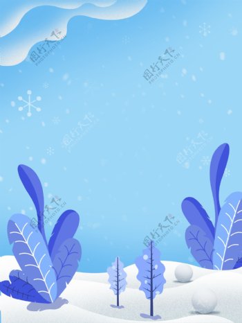 创意蓝色雪花12月清新背景设计