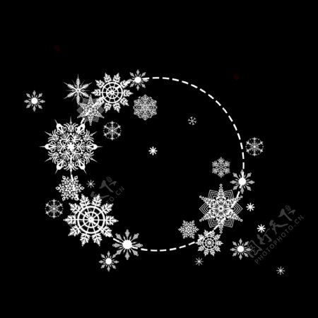 环形白色雪花节日元素