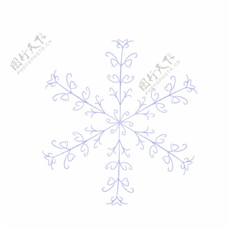 手绘小清新冬日蓝色雪花可商用装饰元素