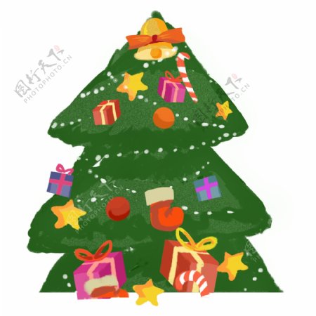 彩绘圣诞节圣诞树元素