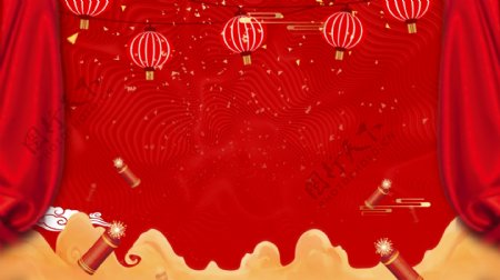 手绘传统中国年新年元旦节日背景图