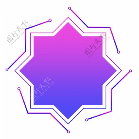 花边形状蓝紫色渐变边框线条装饰可商用