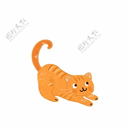 卡通伸懒腰的萌宠猫咪设计