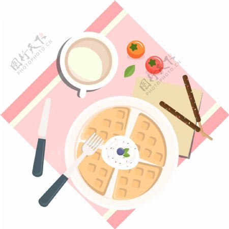 法式松饼下午茶卡通