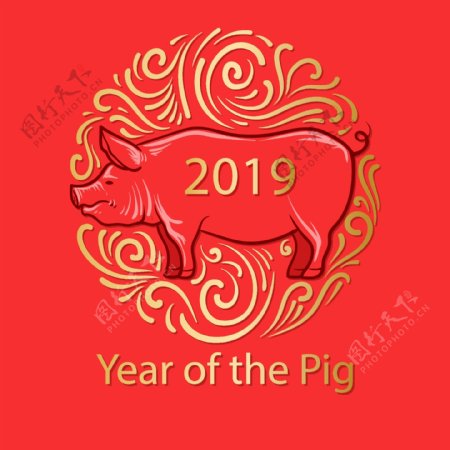 中国新年装饰猪元素