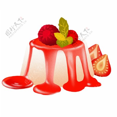 美味草莓布丁手绘设计