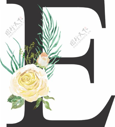 创意婚礼季字母E浪漫花朵